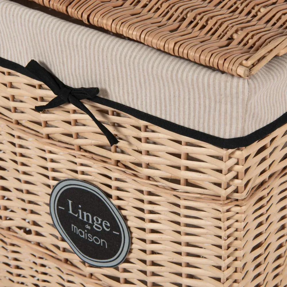 Illustration numéro 3 du produit Panier à linge tressé avec ruban noir H58