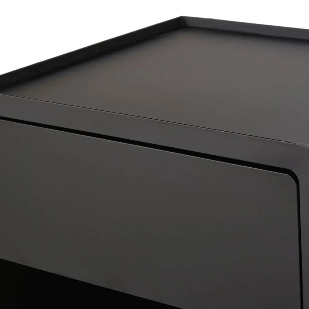 Illustration numéro 3 du produit Table de chevet 1 tiroir en métal noir