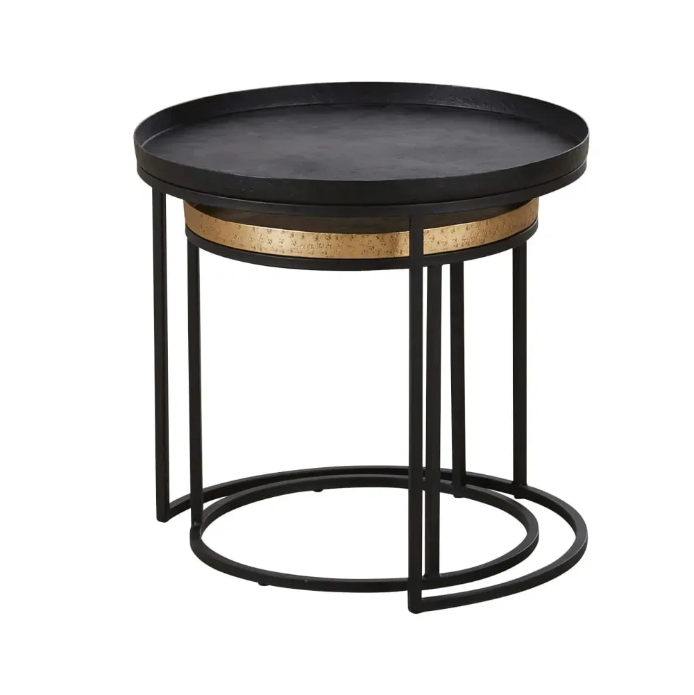 Illustration numéro 3 du produit Bouts de canapé en aluminium et métal recyclé noir et doré (2)