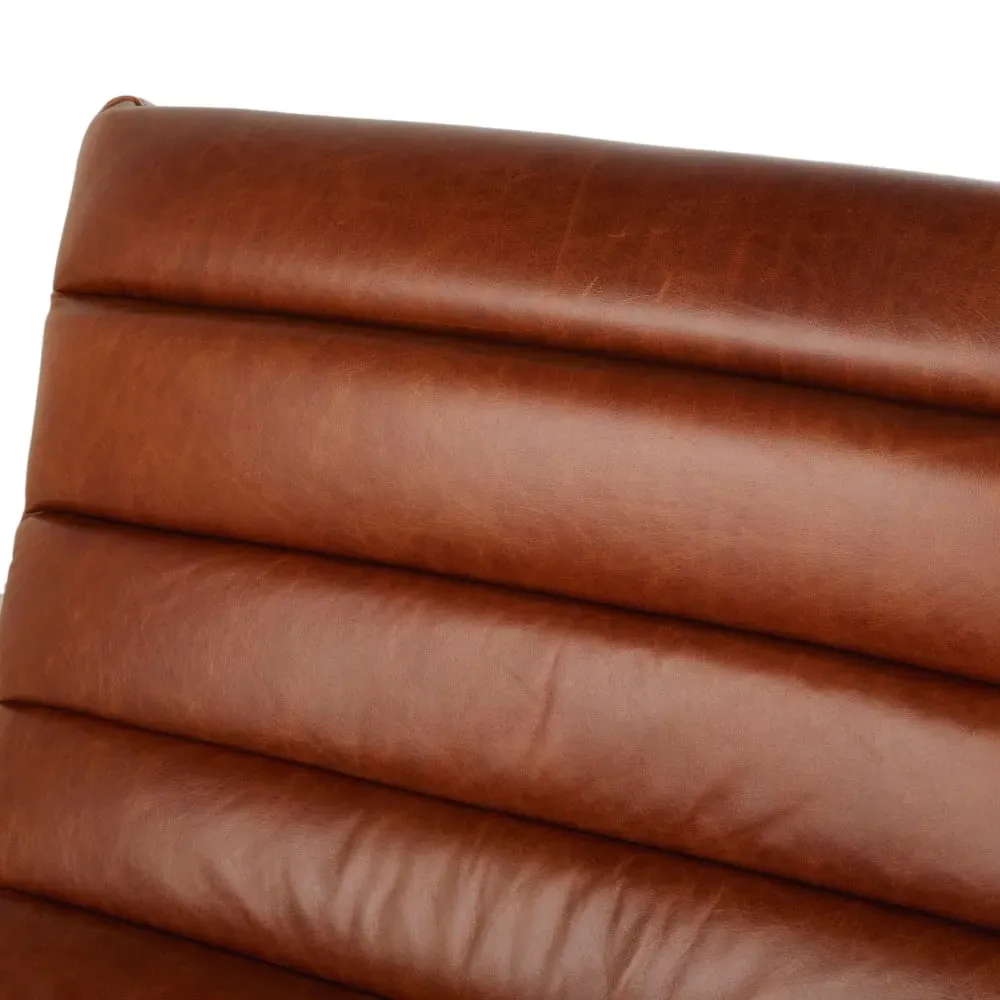 Illustration numéro 3 du produit Fauteuil en cuir marron effet vieilli et inox