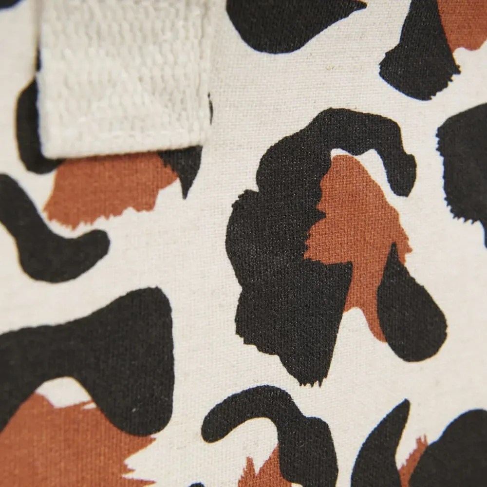 Illustration numéro 3 du produit Lunchbag en lin motif léopard beige, noir, marron et blanc