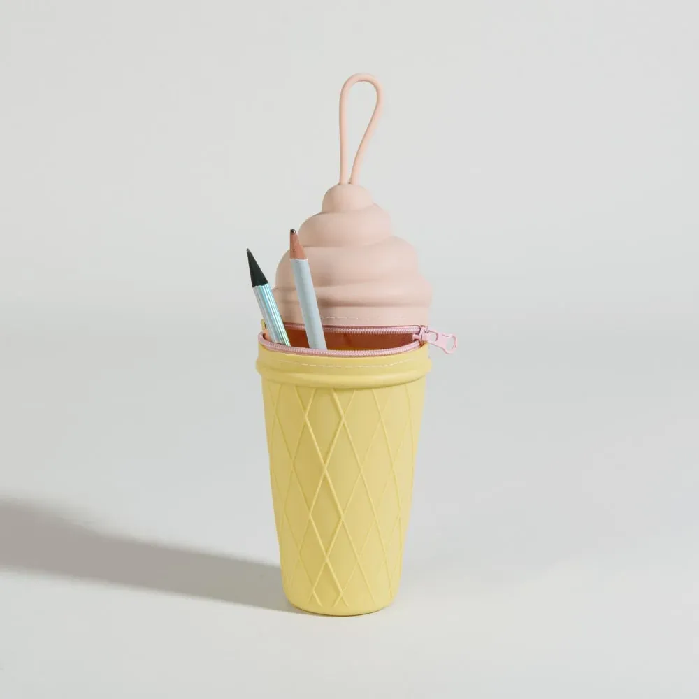 Illustration numéro 3 du produit Trousse glace en silicone jaune et rose