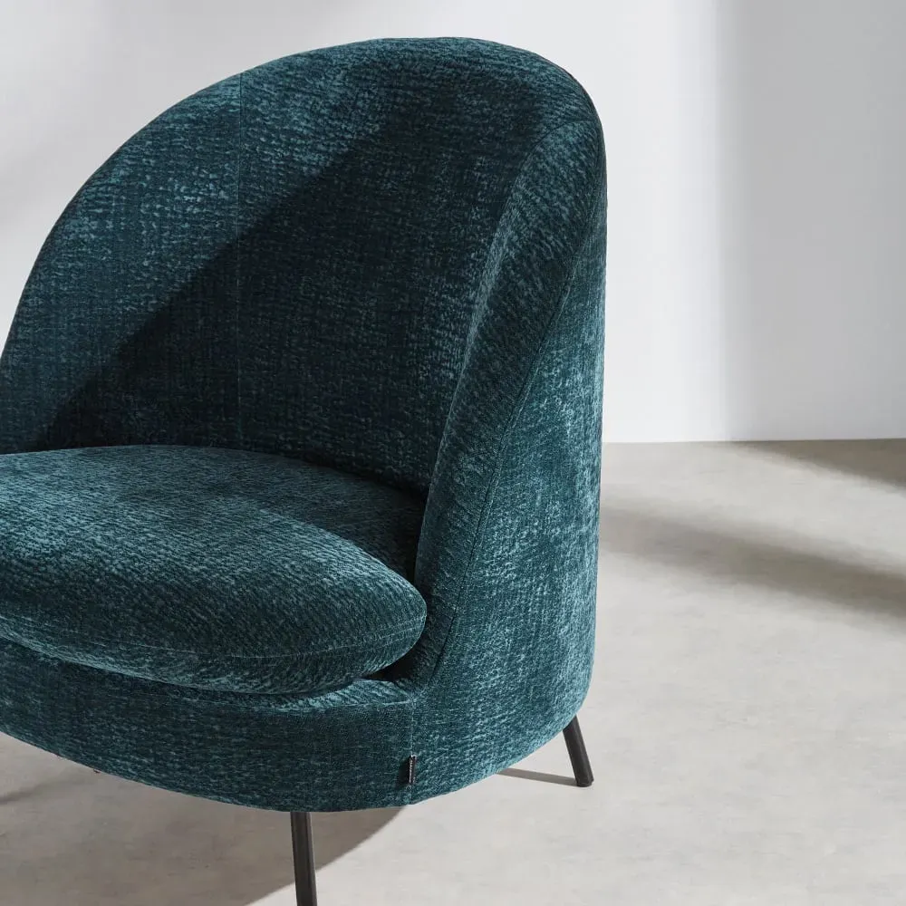 Illustration numéro 3 du produit Fauteuil en tissu texturé bleu pétrole