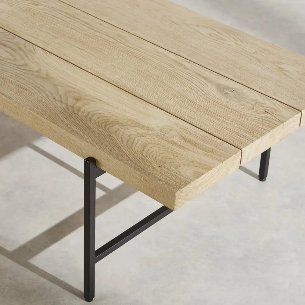Illustration numéro 3 du produit Table basse en acier noir et bois de chêne, L120 cm