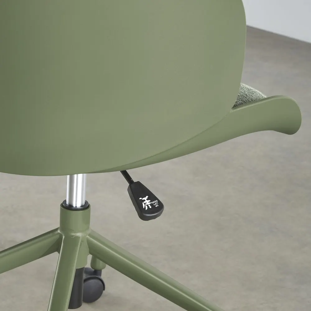 Illustration numéro 3 du produit Chaise de bureau réglable en tissu polyester tramé et polypropylène vert