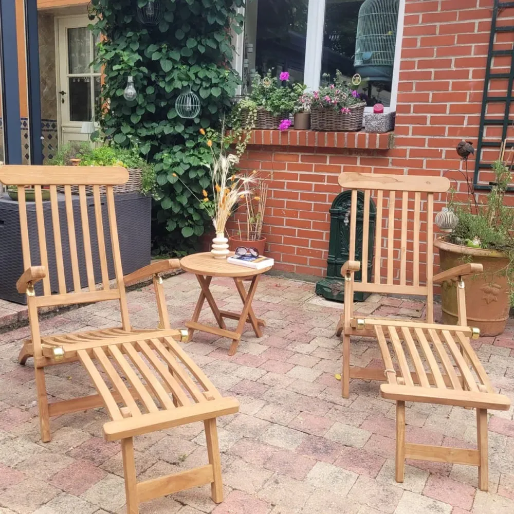 Illustration numéro 3 du produit Table basse pliante de jardin en teck massif D 50 cm