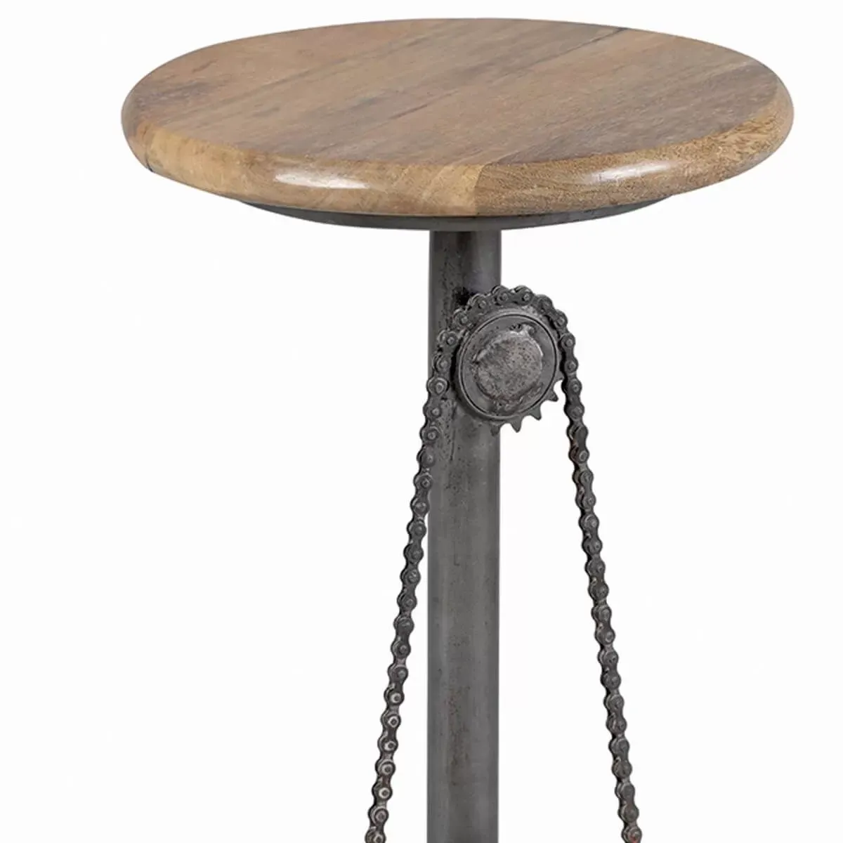Illustration numéro 3 du produit Tabouret réglable en bois massif et métal gris