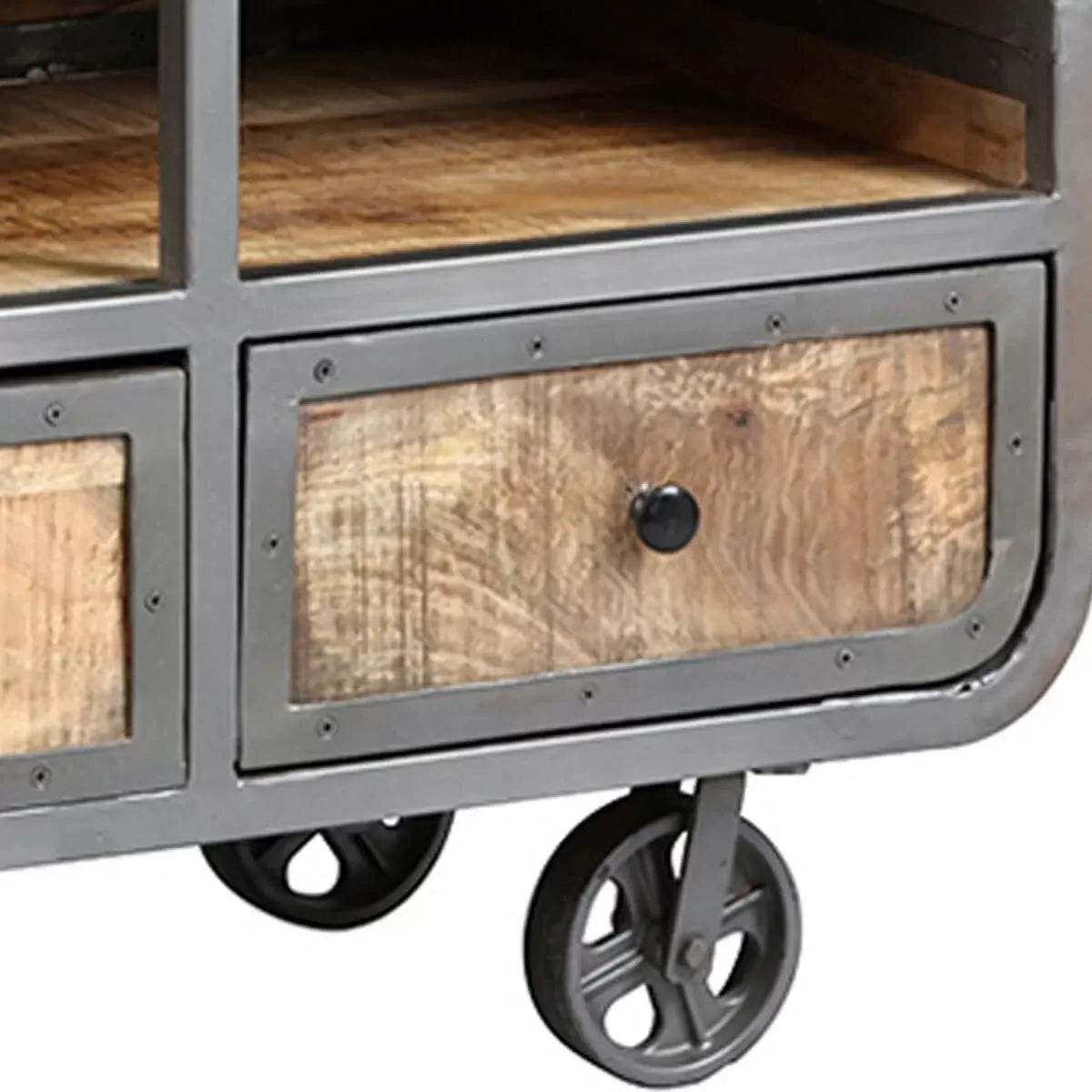 Illustration numéro 3 du produit Meuble  tv 3 tiroirs acier et bois massif