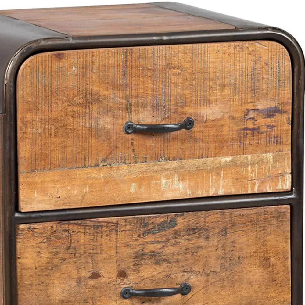 Illustration numéro 3 du produit Meuble d'entrée 3 tiroirs en bois massif et métal rouillé