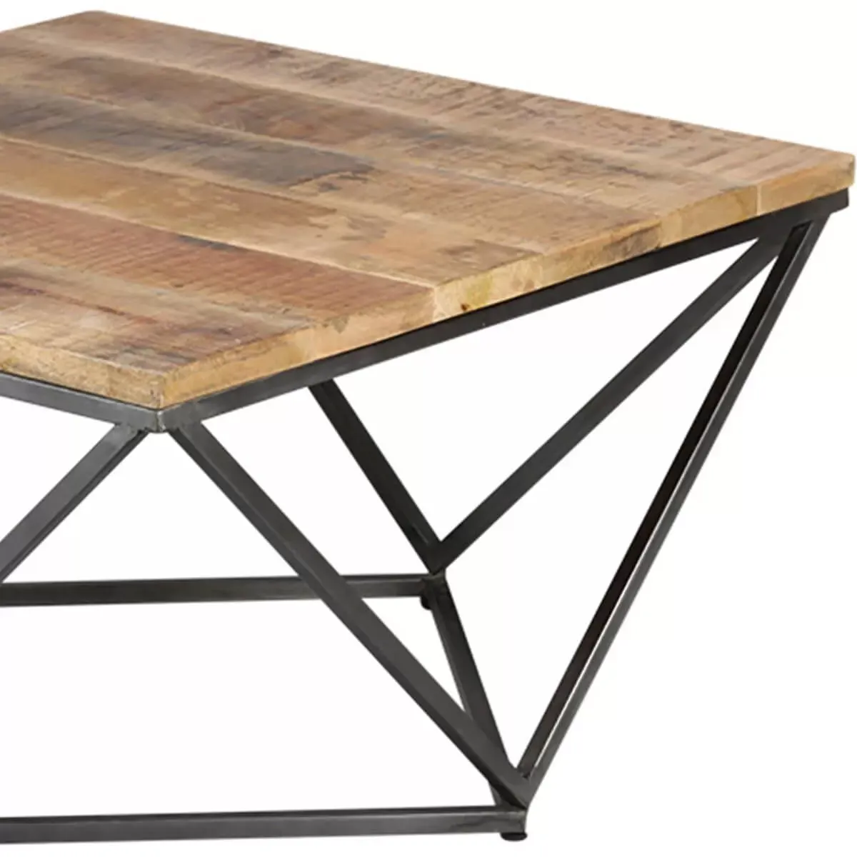 Illustration numéro 3 du produit Table basse pivotée en bois massif et métal gris