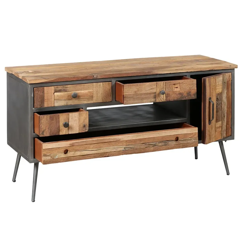 Illustration numéro 3 du produit Meuble  tv 1p 4t acier et bois massif