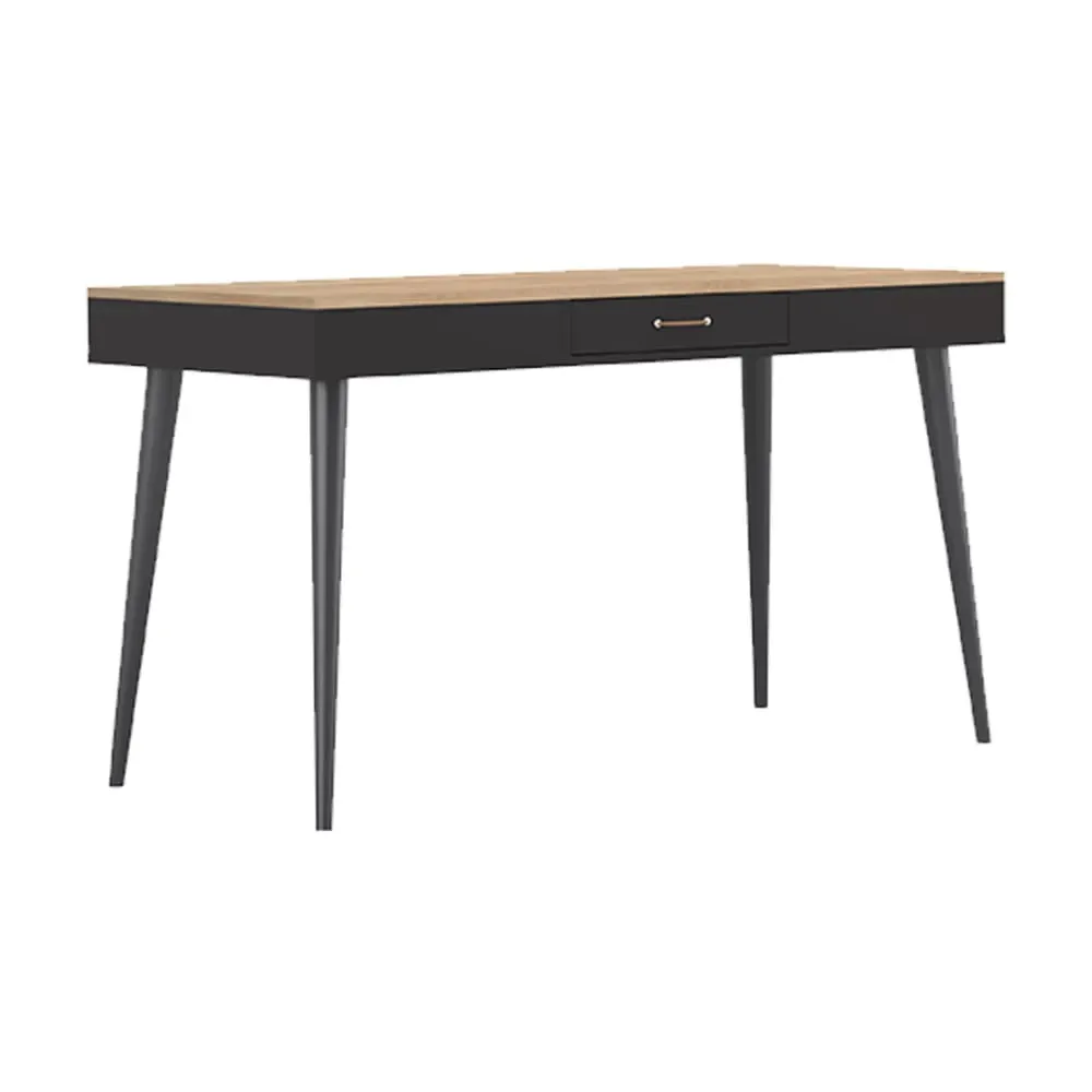 Illustration numéro 3 du produit Bureau 1 tiroir effet bois noir et chêne naturel