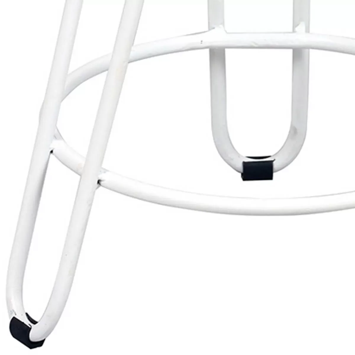 Illustration numéro 3 du produit Tabouret  métal blanc et bois massif