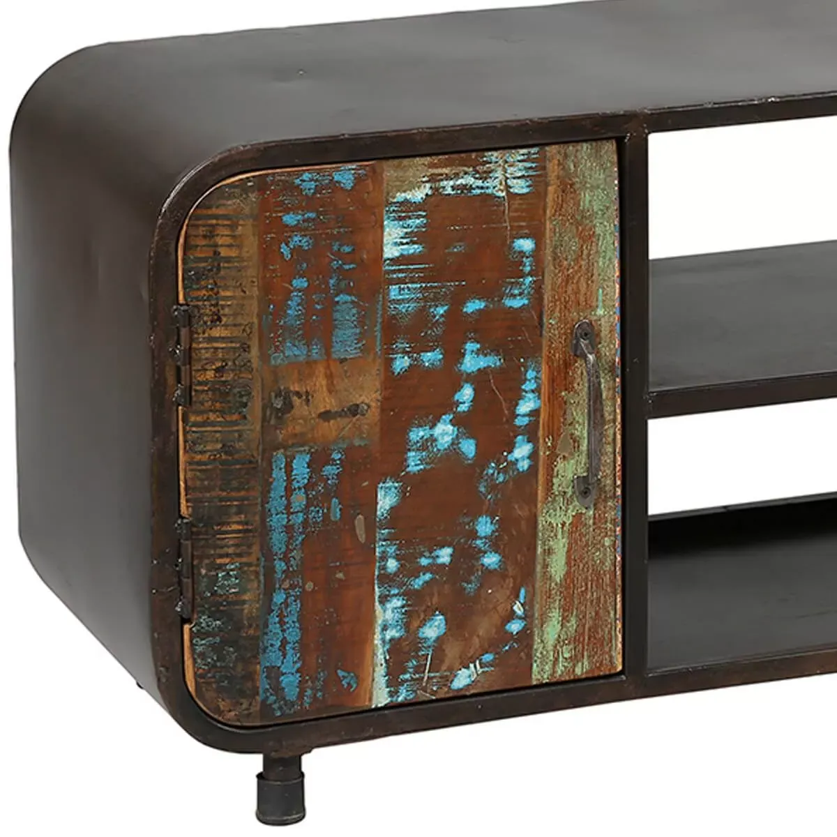 Illustration numéro 3 du produit Meuble  tv 2 portes en bois recyclé de caractère structure acier