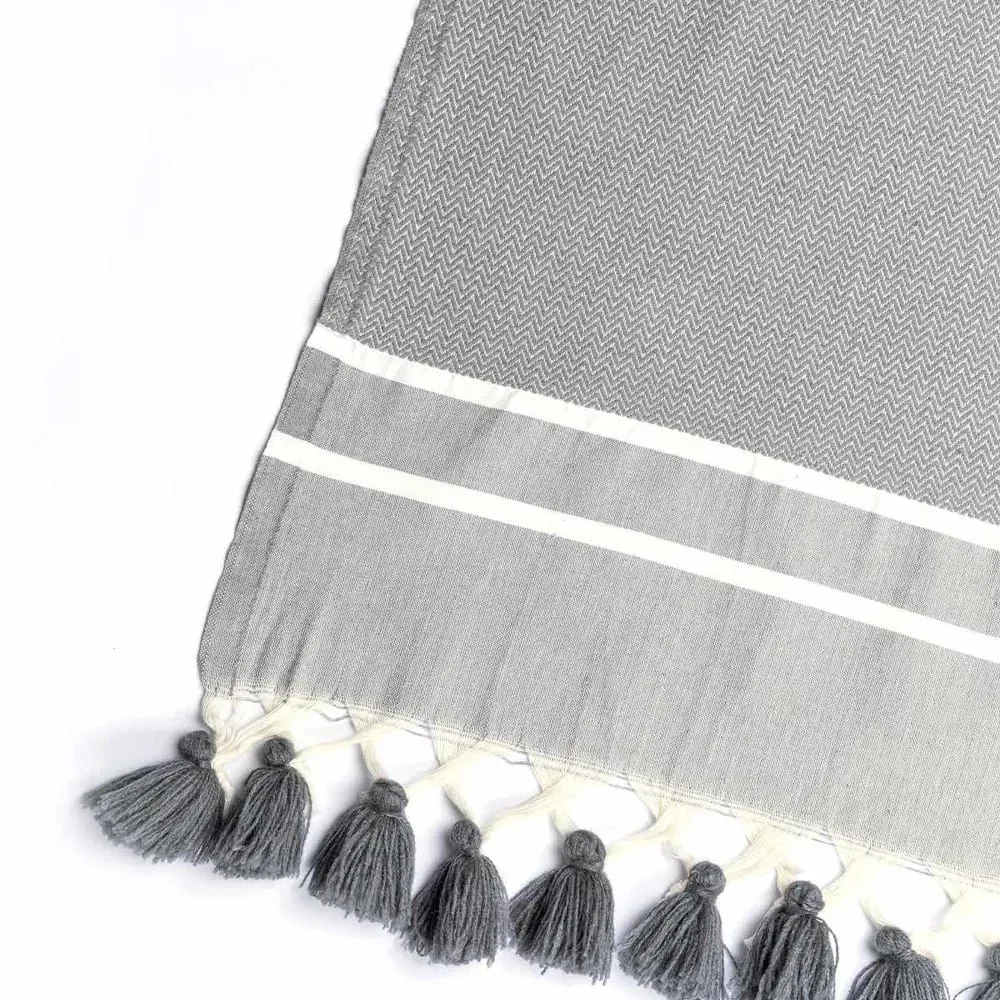 Illustration numéro 3 du produit Plaid coton gris moyen 160x250