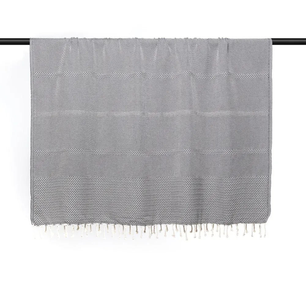 Illustration numéro 3 du produit Plaid coton gris moyen 160x250