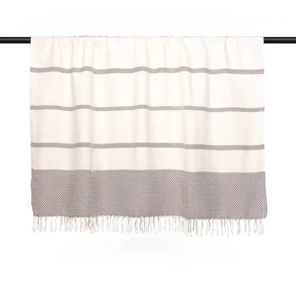 Illustration numéro 3 du produit Plaid coton taupe 160x250