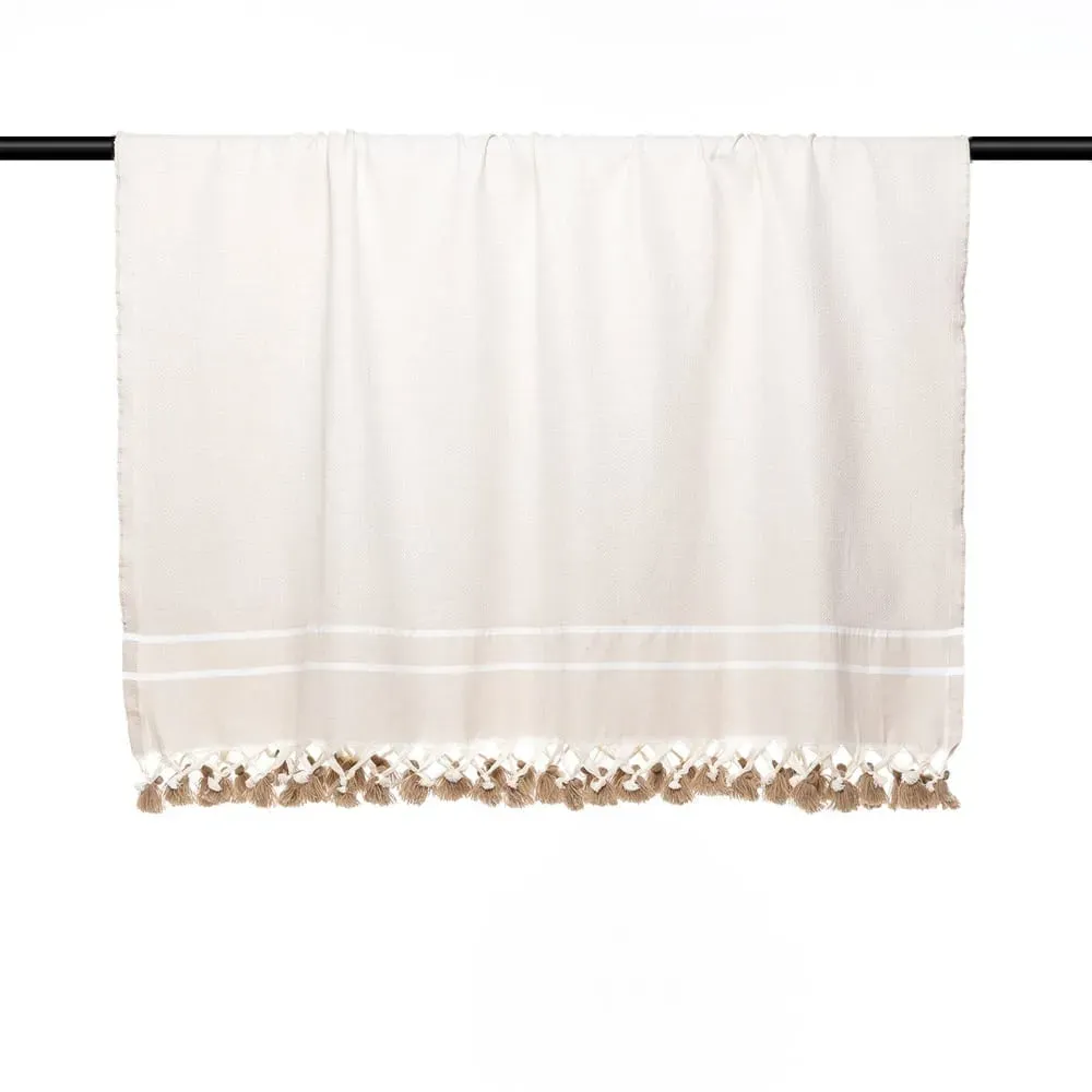 Illustration numéro 3 du produit Plaid coton taupe clair 130x170