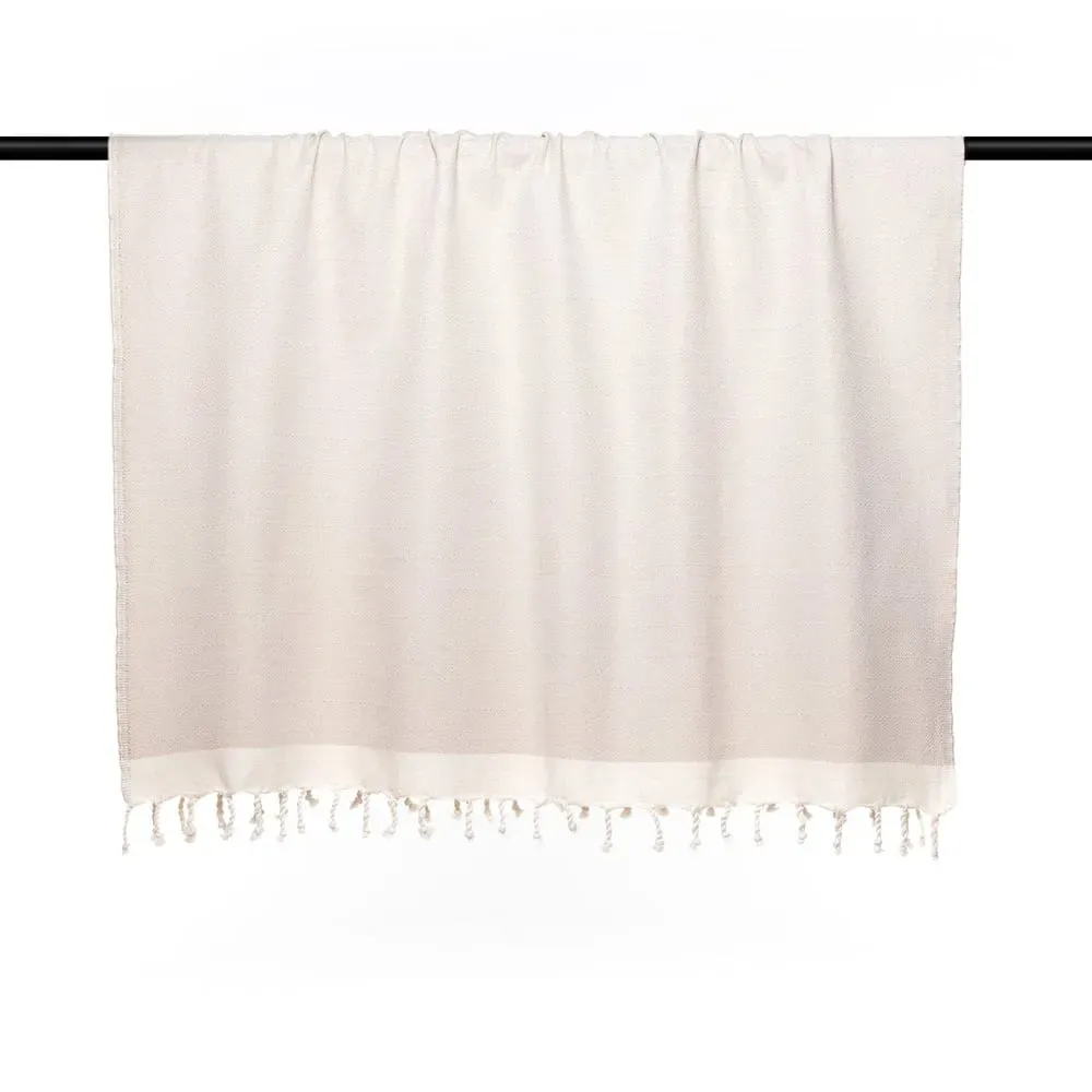 Illustration numéro 3 du produit Plaid coton taupe clair & écru 160x250