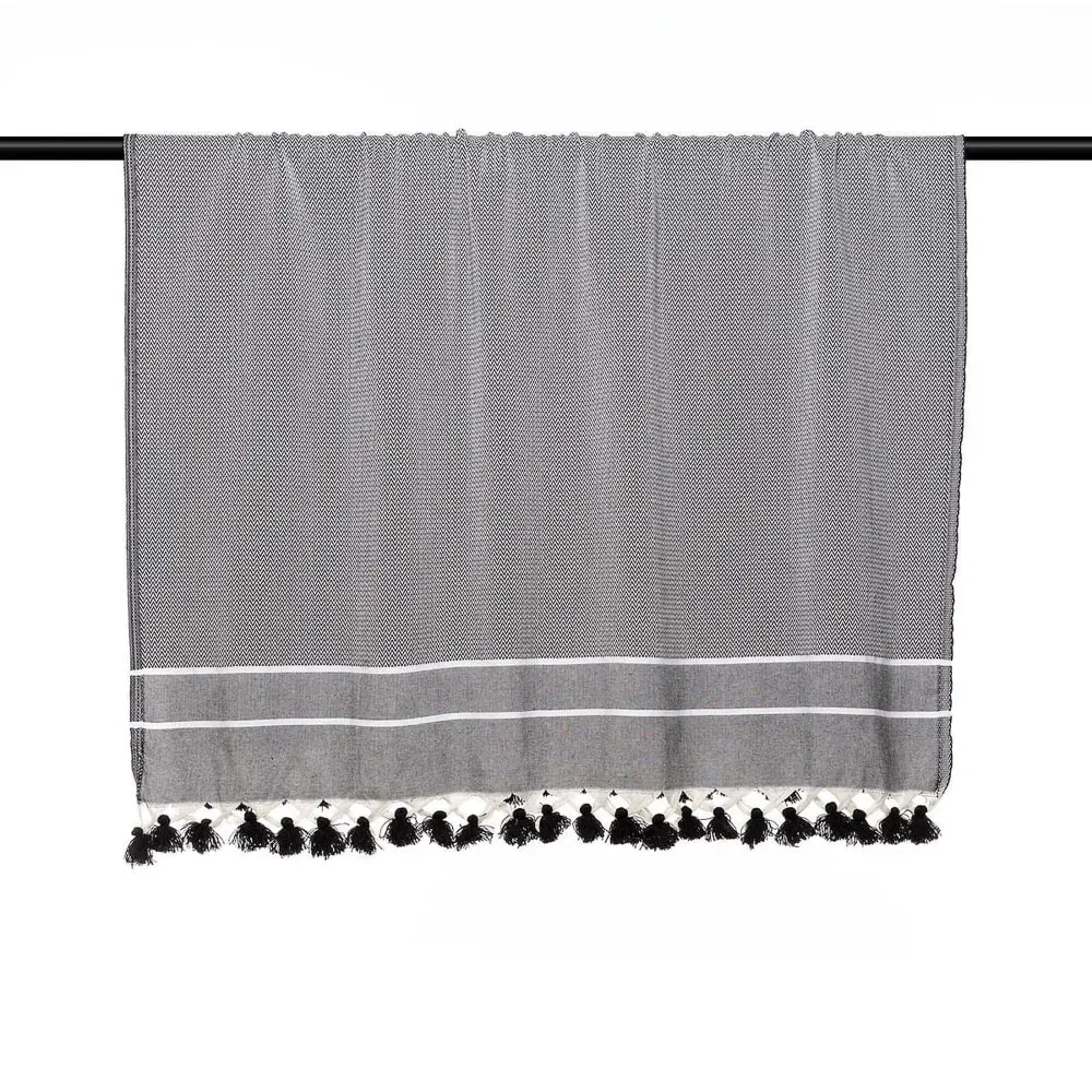 Illustration numéro 3 du produit Plaid coton noir 160x250