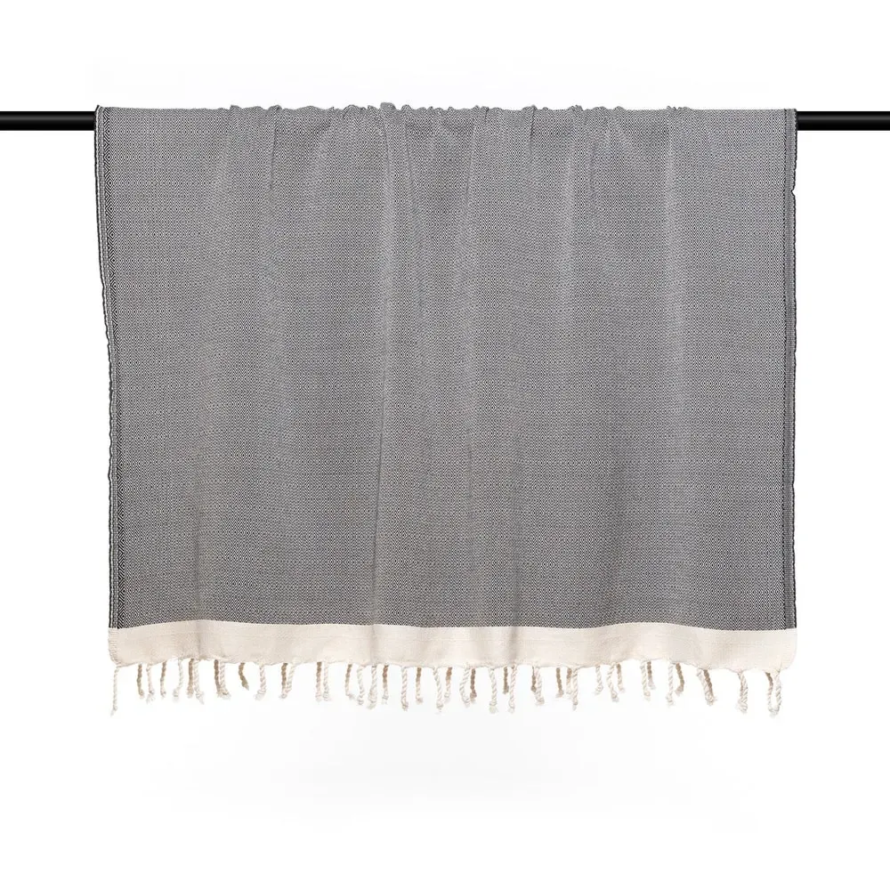 Illustration numéro 3 du produit Plaid coton noir & écru 160x250