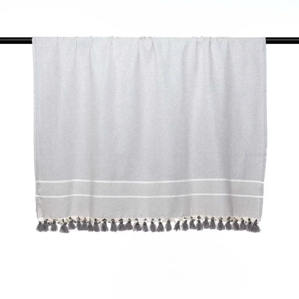 Illustration numéro 3 du produit Plaid coton gris perle 160x250