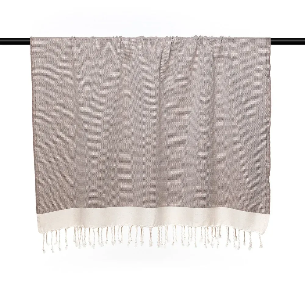 Illustration numéro 3 du produit Plaid coton taupe & écru 160x250