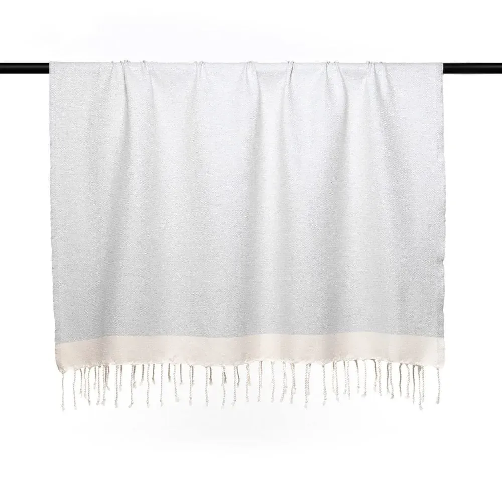 Illustration numéro 3 du produit Plaid coton gris perle & écru 160x250