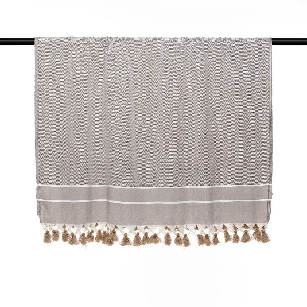 Illustration numéro 3 du produit Plaid coton taupe 130x170