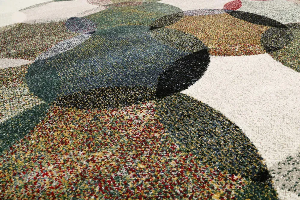 Illustration numéro 3 du produit Tapis motif cercles vintage vert/gris pour salon, chambre 225x160