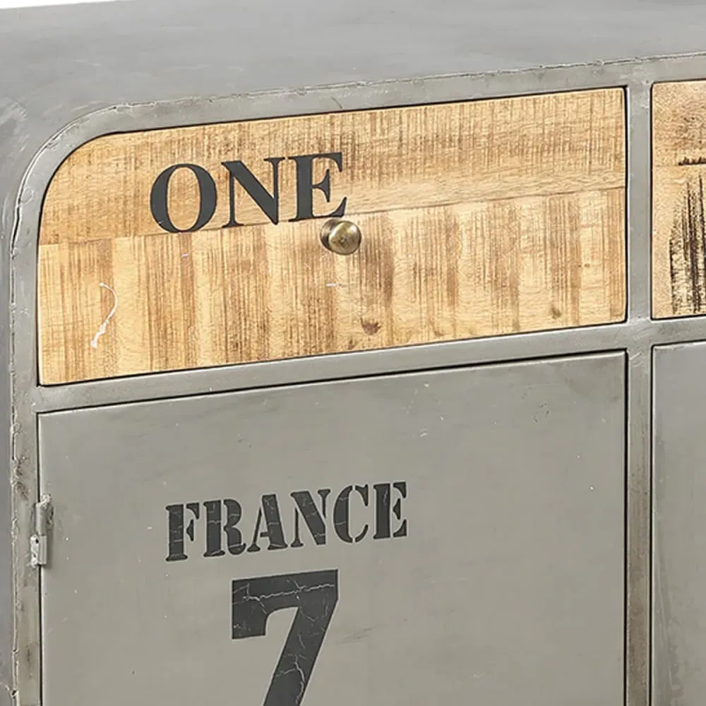 Illustration numéro 3 du produit Bahut  2 portes 2 tiroirs en acier et manguier