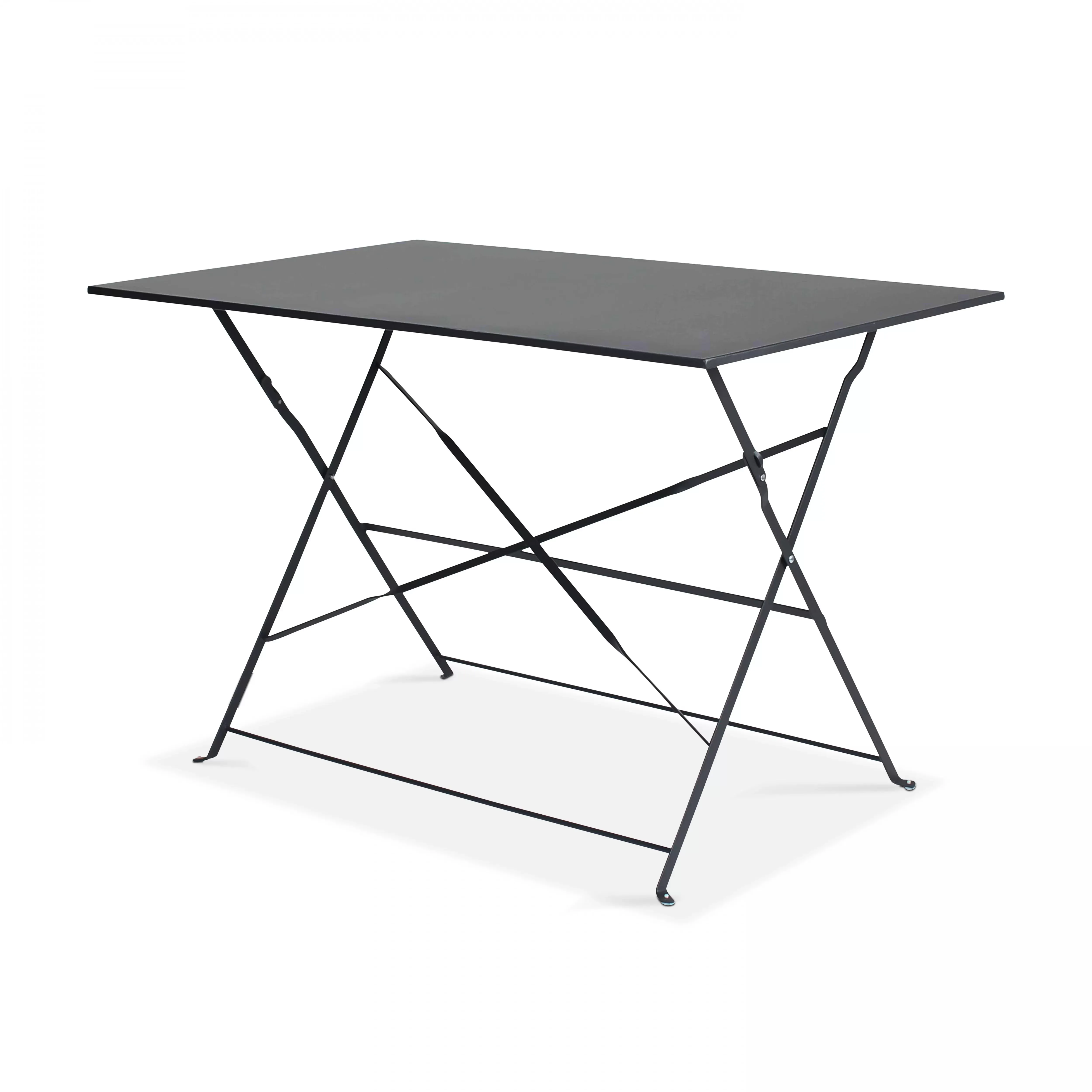 Illustration numéro 3 du produit Table de jardin bistrot et 4 chaises pliantes gris