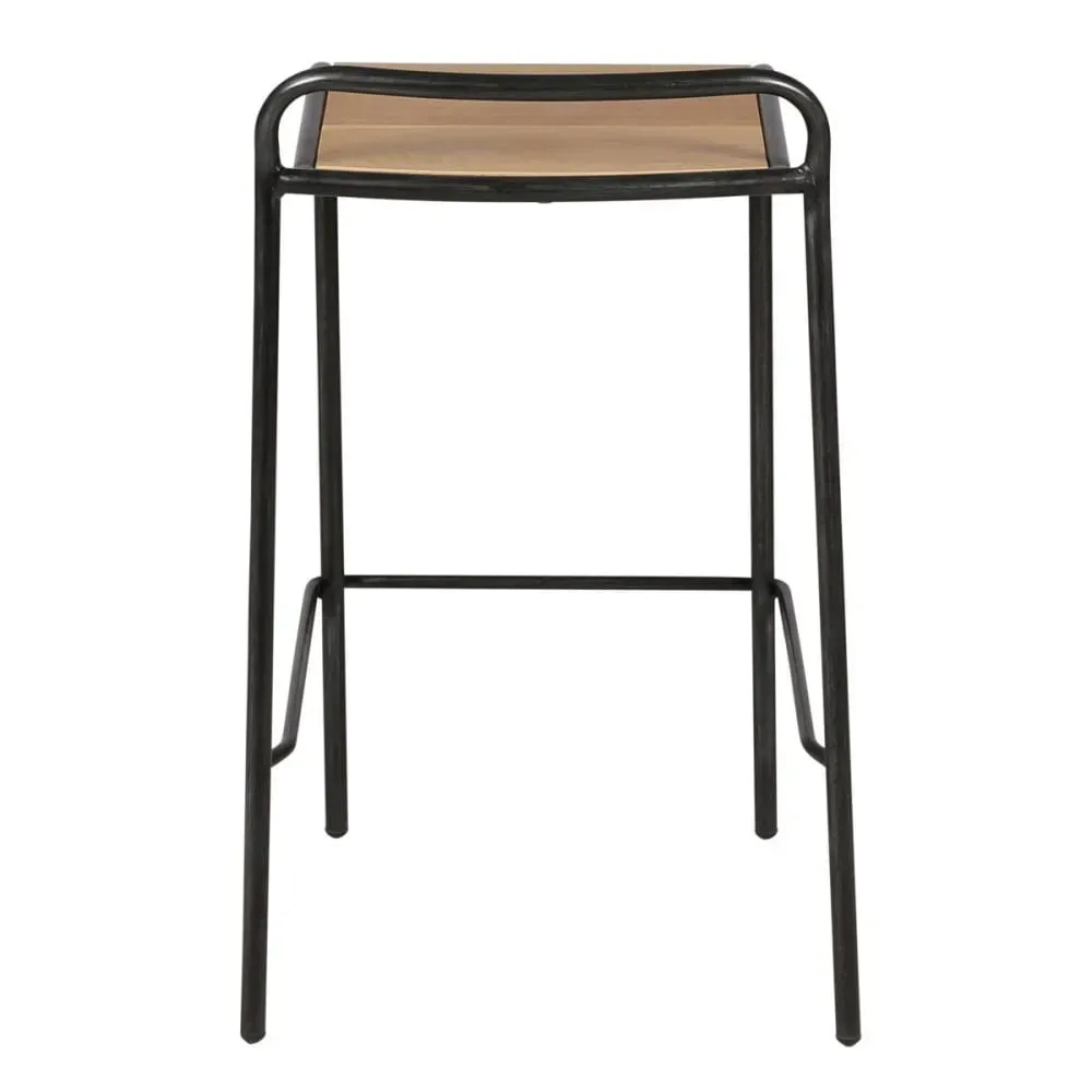 Illustration numéro 3 du produit Tabouret plan de travail chêne et métal brossé Skhol