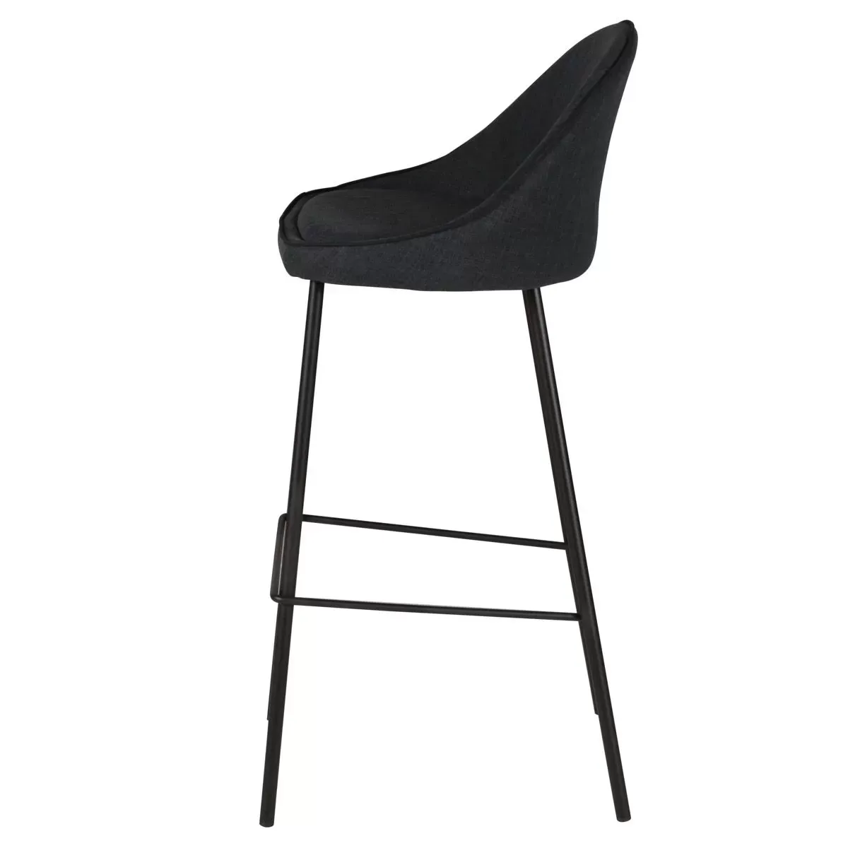 Illustration numéro 3 du produit Chaise de bar en tissu gris foncé et pieds métal Maya