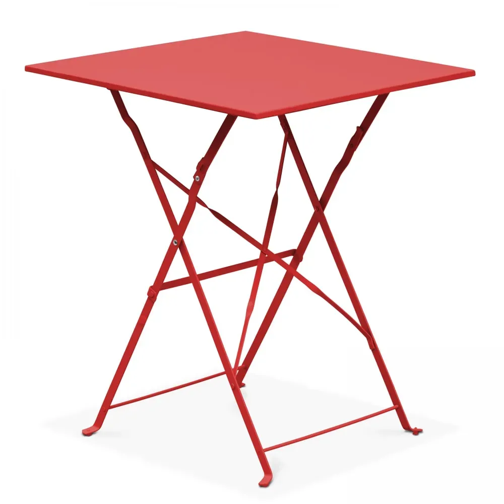 Illustration numéro 3 du produit Table bistrot de jardin et 2 chaises pliantes rouge