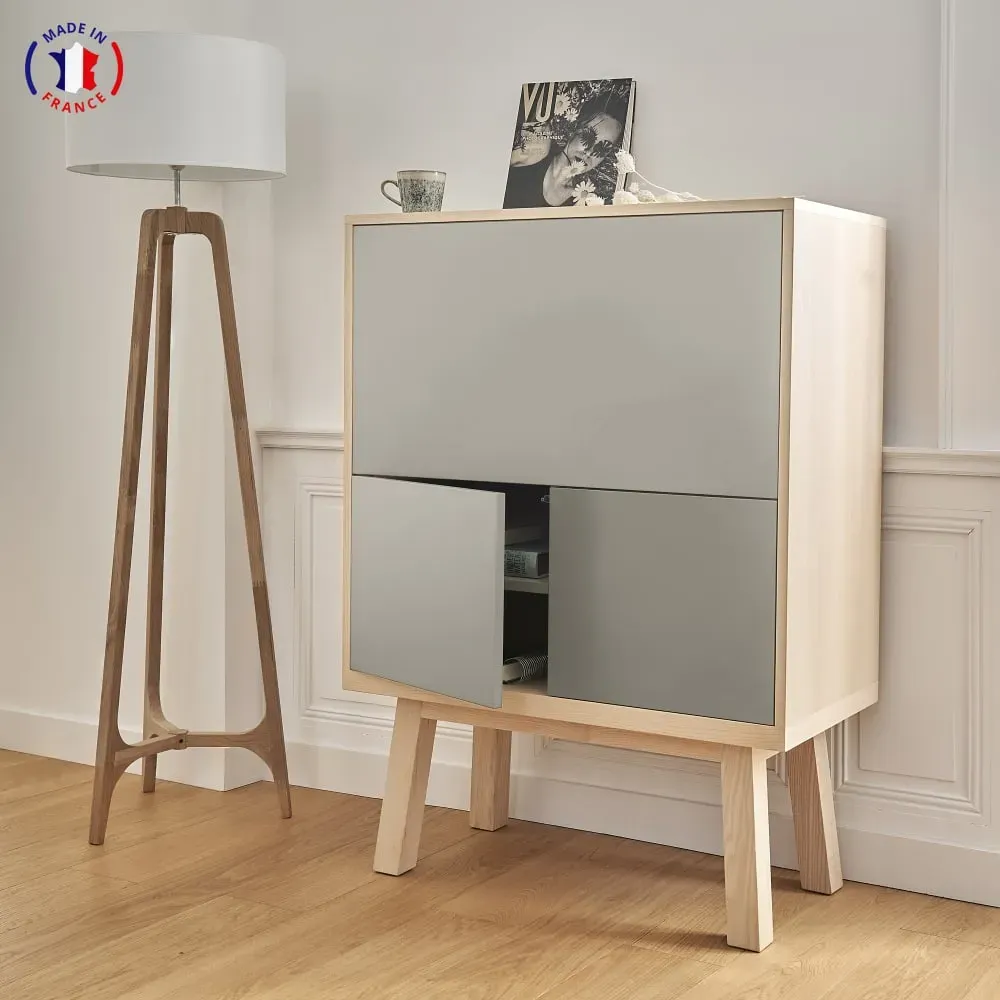 Illustration numéro 3 du produit Bureau secrétaire avec rangement de 90 cm de large, en frêne