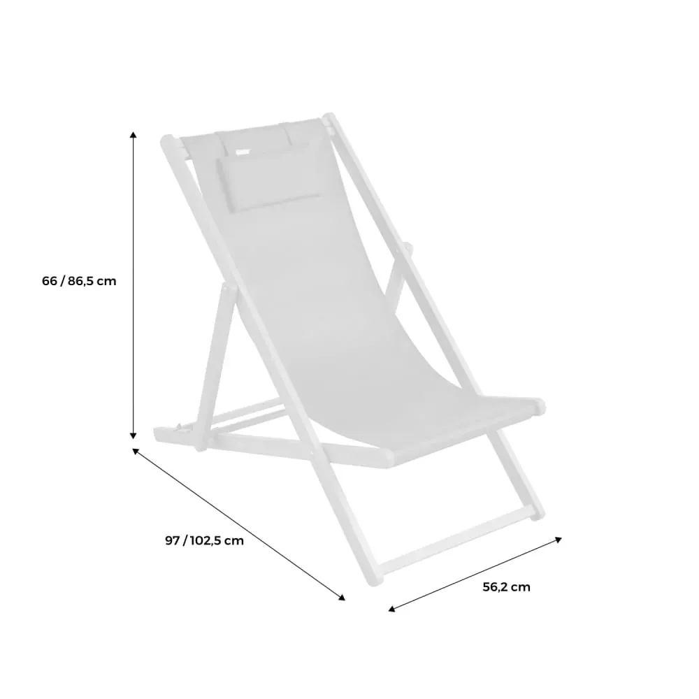Illustration numéro 3 du produit Lot de 2 transats en eucalyptus FSC et textilène blanc