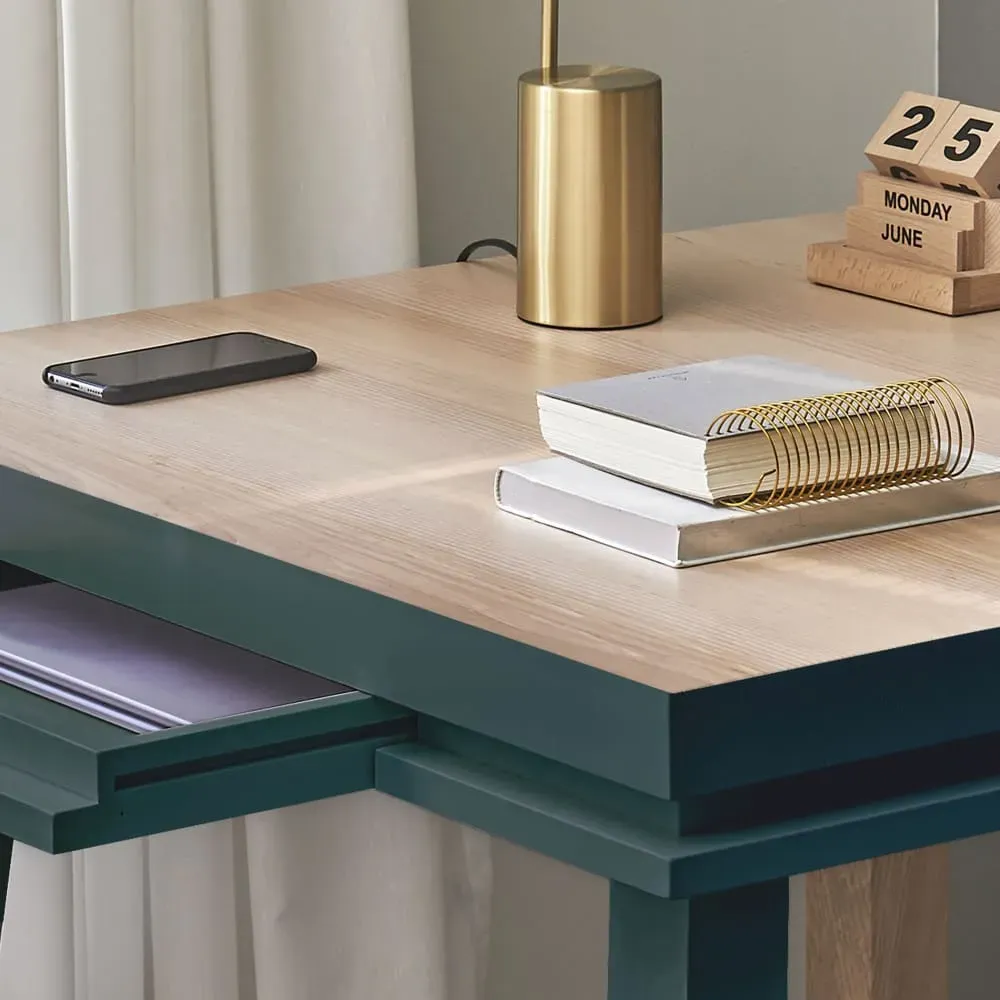 Illustration numéro 3 du produit Bureau carré avec tiroir 90 cm, 100% frêne massif