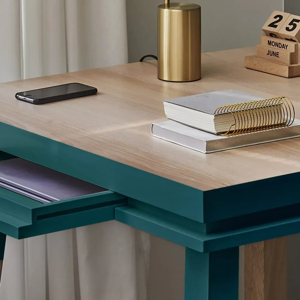 Illustration numéro 3 du produit Bureau carré avec tiroir 90 cm, 100% frêne massif