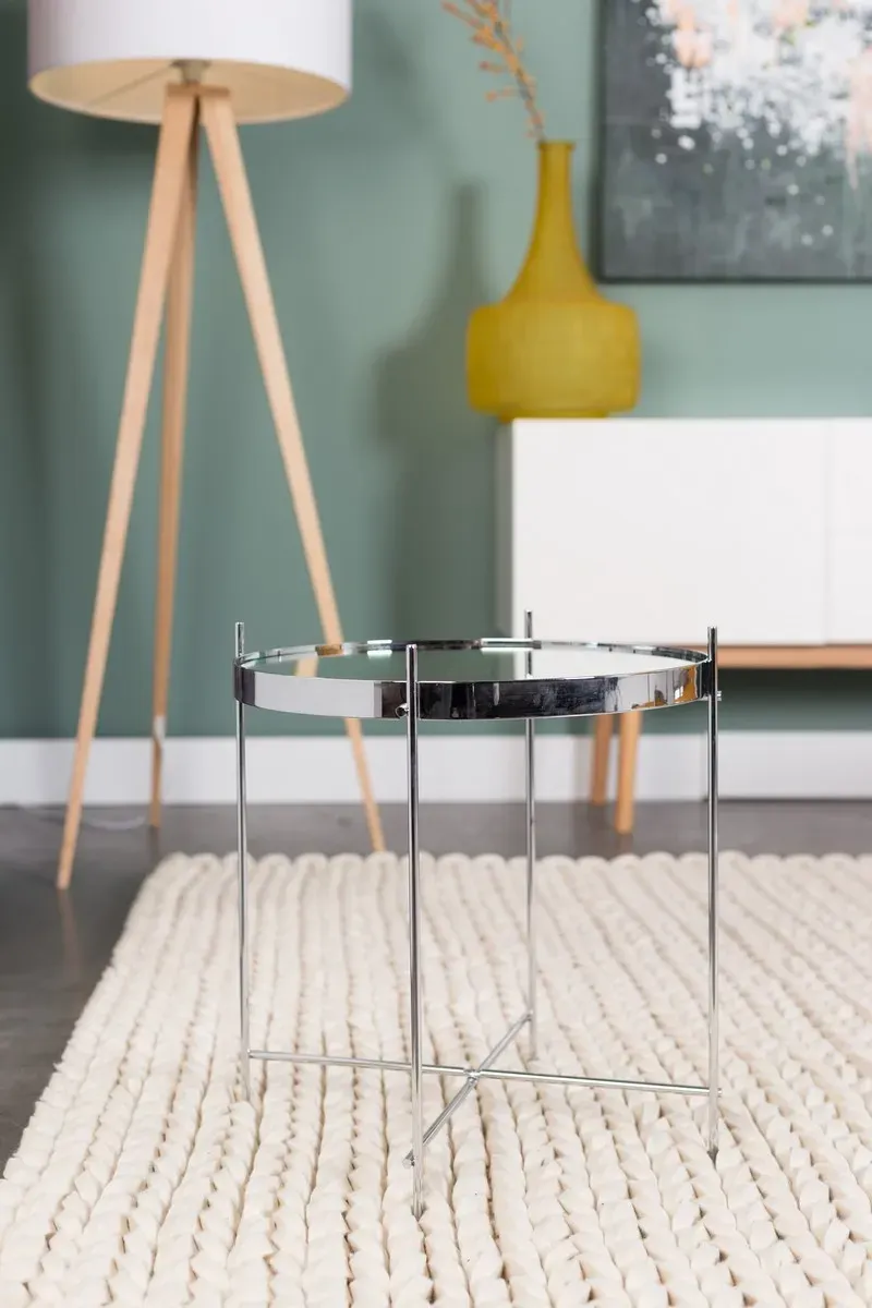 Illustration numéro 3 du produit Table d'appoint en métal argenté D43cm