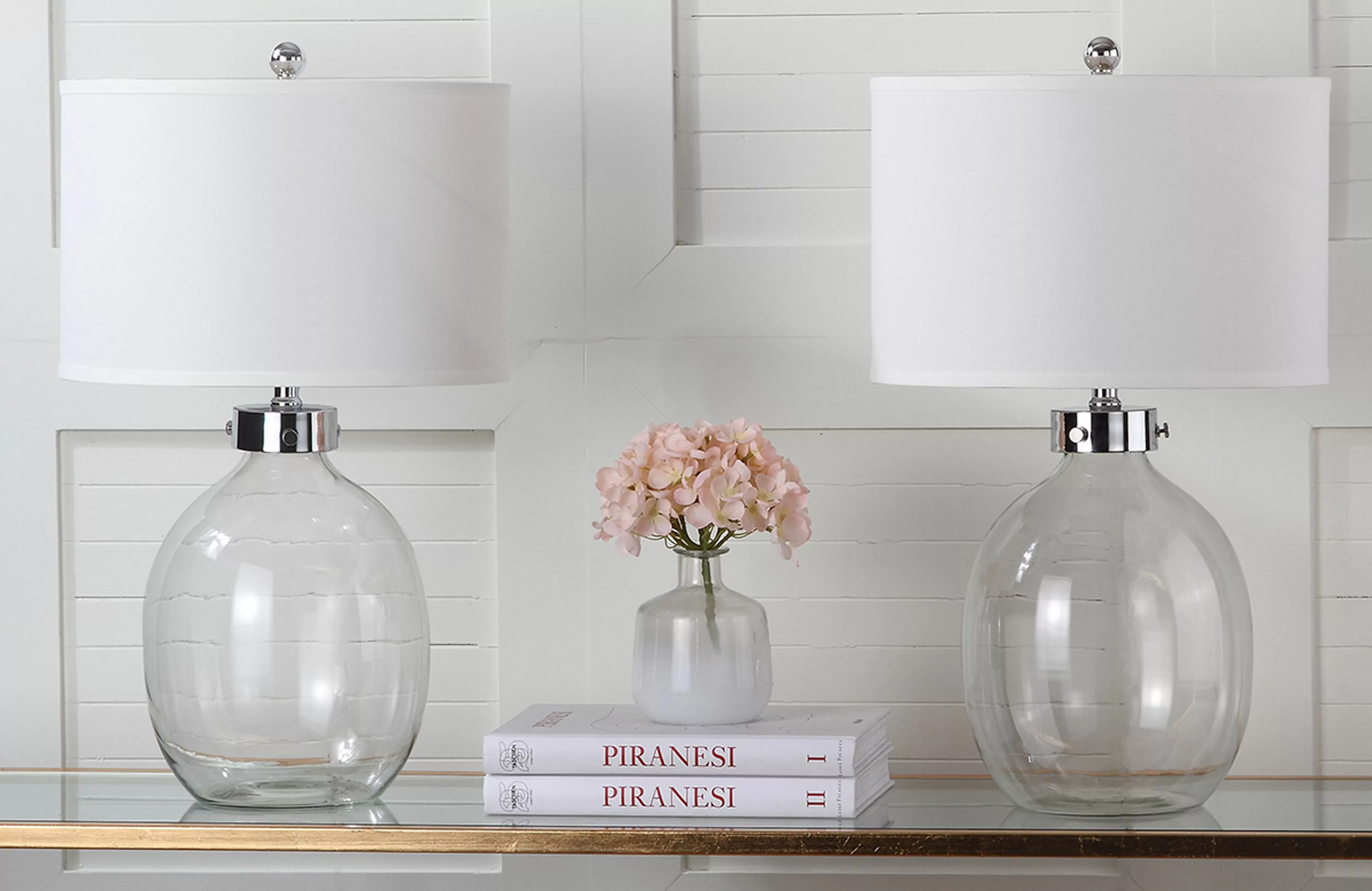 Illustration numéro 3 du produit Ensemble de 2 Lampes de table en Verre Beige