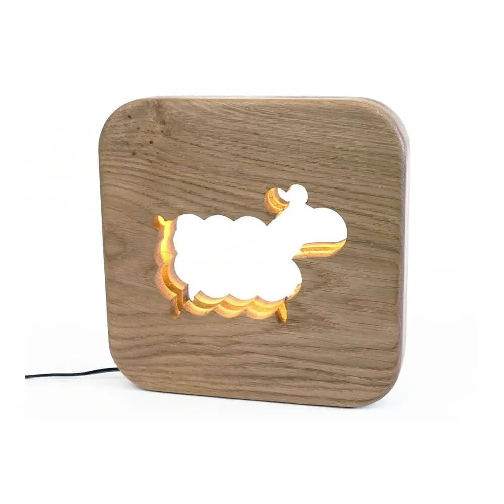 Illustration numéro 3 du produit Lampe à poser veilleuse en bois mouton