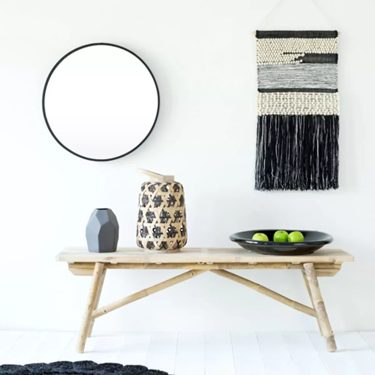 Illustration numéro 3 du produit Miroir rond -L60,000 x l60,000 x h0,000 cm - Noir - Métal