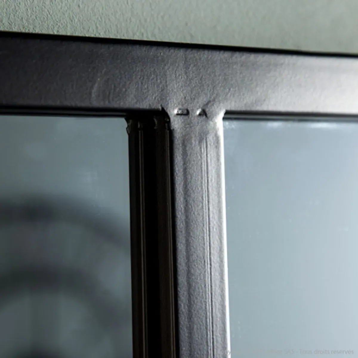 Illustration numéro 3 du produit Miroir atelier verrière en métal noir 75x140