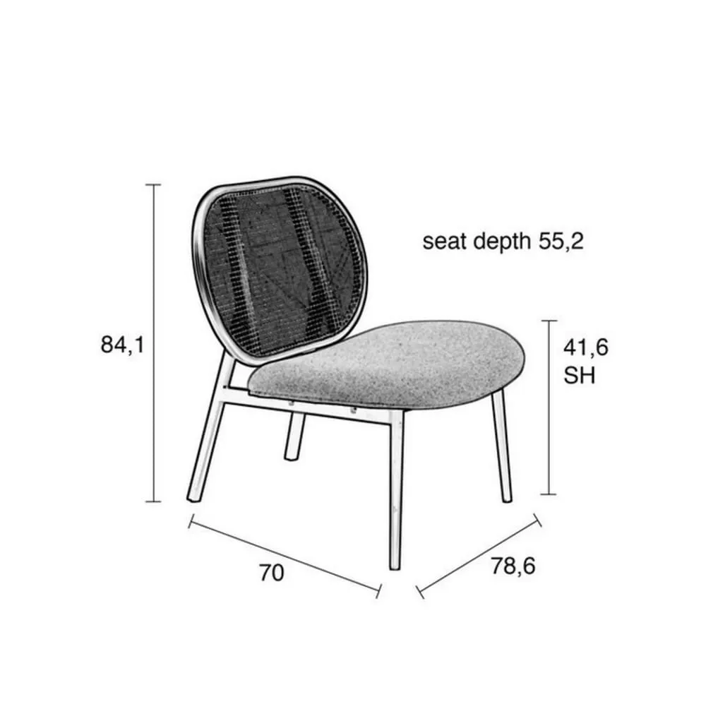 Illustration numéro 3 du produit Fauteuil dossier en cannage et assise en tissu rose