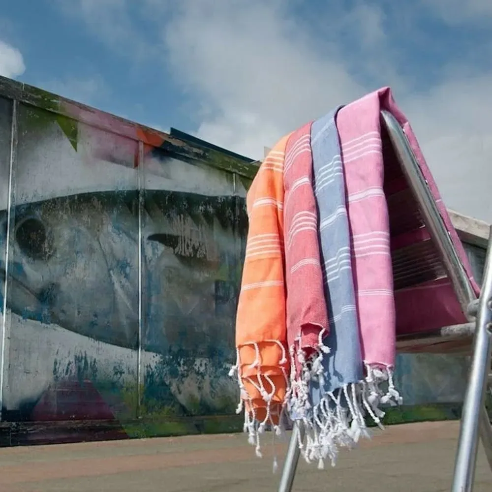 Illustration numéro 3 du produit Fouta coton rose fuchsia 100x200