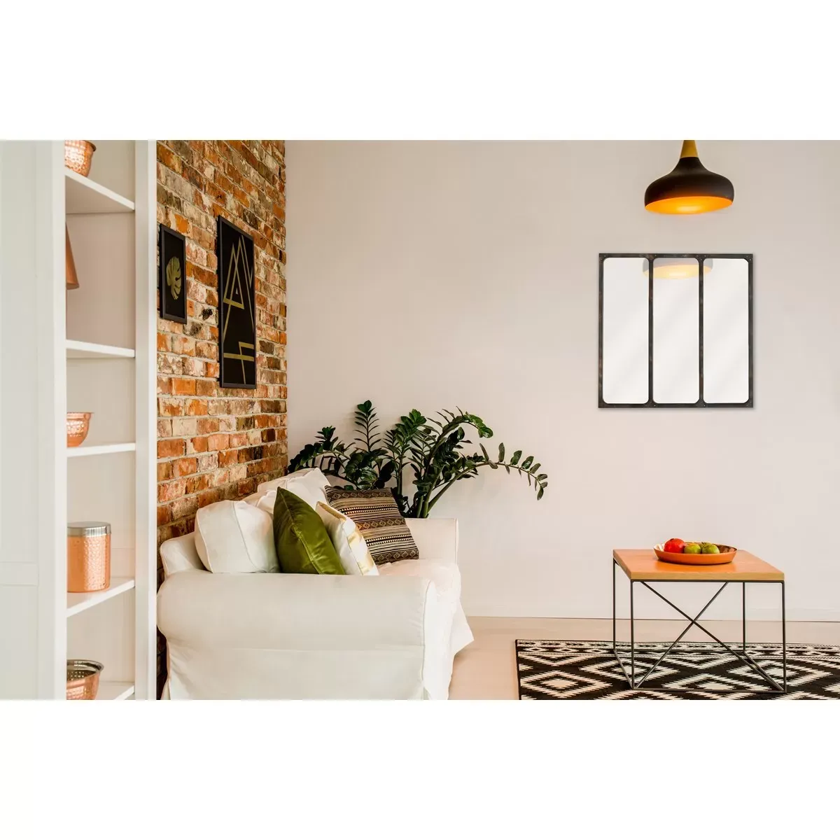 Illustration numéro 3 du produit LÉA - Miroir verrière métal 70x70 - Couleur - Rouille