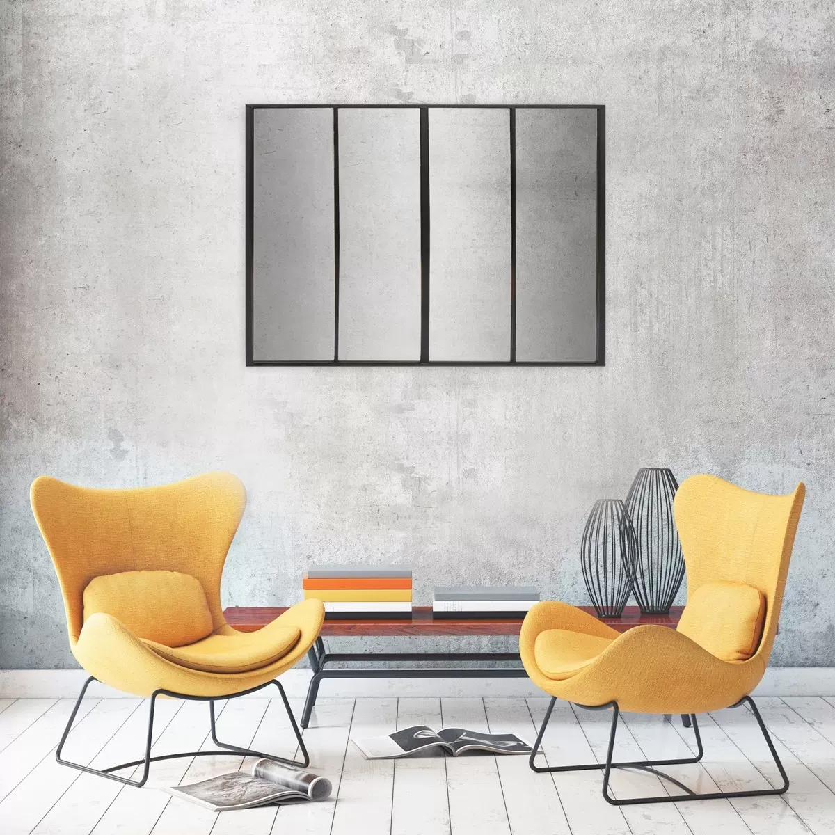 Illustration numéro 3 du produit Miroir atelier verrière 90x120 - Noir