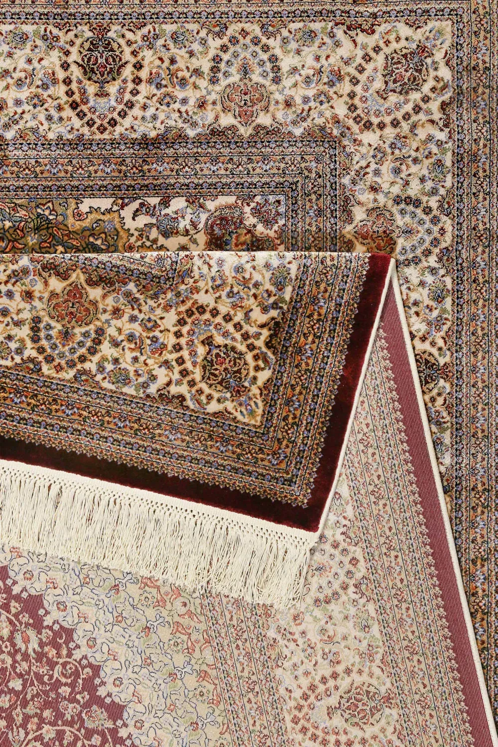 Illustration numéro 3 du produit Tapis tissé fin vintage rouge de très grande qualité soyeux 140x80