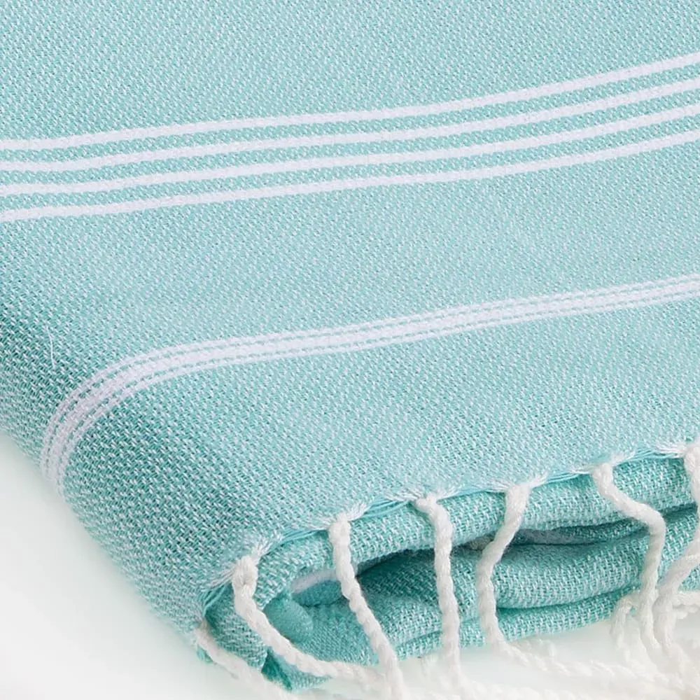 Illustration numéro 3 du produit Fouta coton vert turquoise 100x200